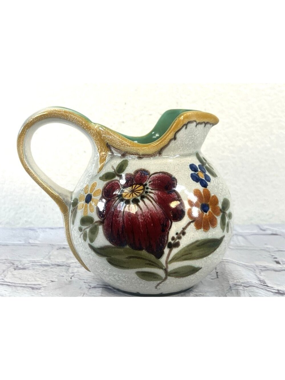 Vtg Gouda Bertino 2654 Ceramic Pitcher Art Pottery Floral Royal Zuid Holland